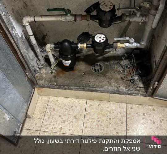 כלי עבודה של אינסטלטור ליד צנרת מים